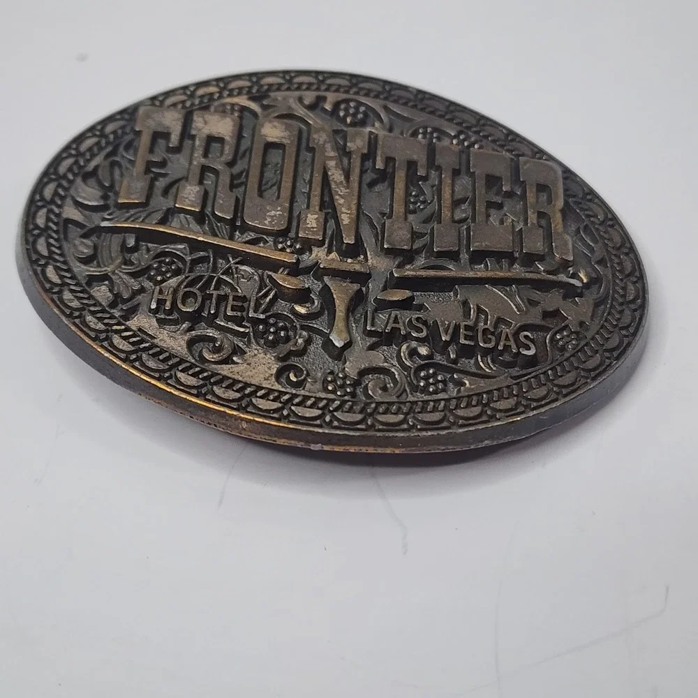Vintage Frontier Hotel Casino Las Vegas Vintage Belt Buckle Texas Longhorn Steer